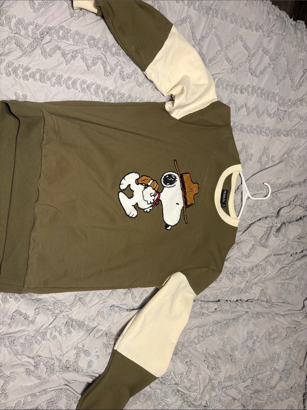 Peanuts Olive & Cream Snoopy Pullover Sweatshirt